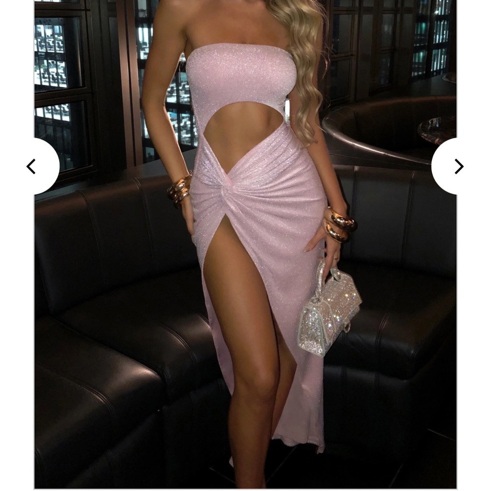Pink Sparkle Maxi Cut Out Dress
